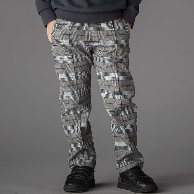 ブラック系 | グレンチェック起毛ストレートパンツ(95~150cm) | BeBe Petits Pois Vert