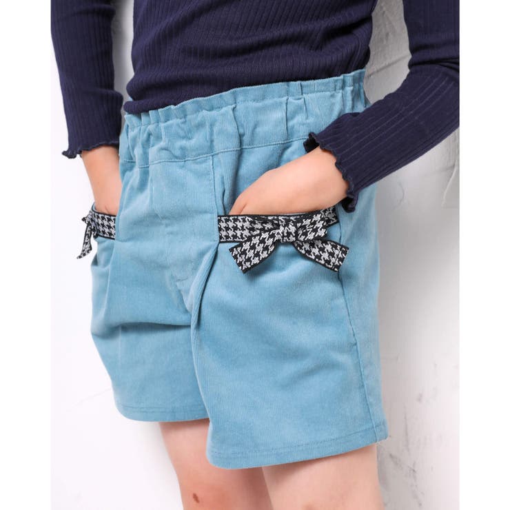 コールテン リボン付き ショートパンツ(95~150cm) | BeBe Petits Pois Vert | 詳細画像1 