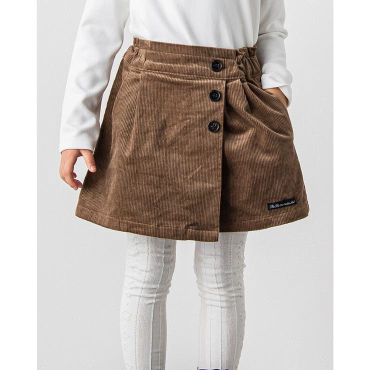 ブラウン | コーデュロイ ラップスカート 風 ショートパンツ (95~150cm) | BeBe Petits Pois Vert