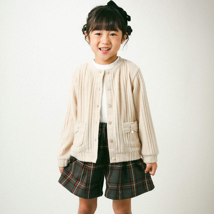 【お揃い】チェック柄リボンキュロットパンツ(95~150cm) | BeBe Petits Pois Vert | 詳細画像4 