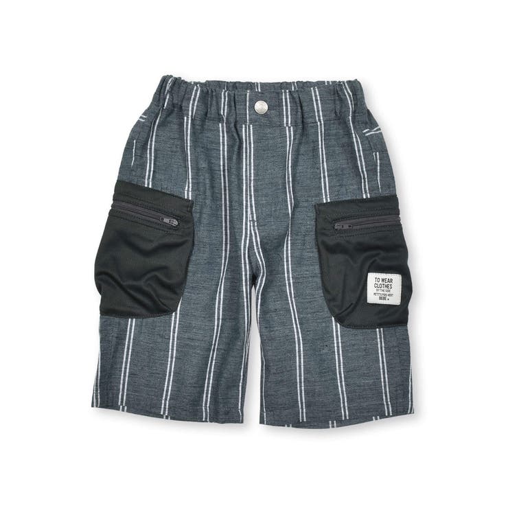 ネイビー系 | ストライプダンガリーハーフパンツ(95~150cm) | BeBe Petits Pois Vert