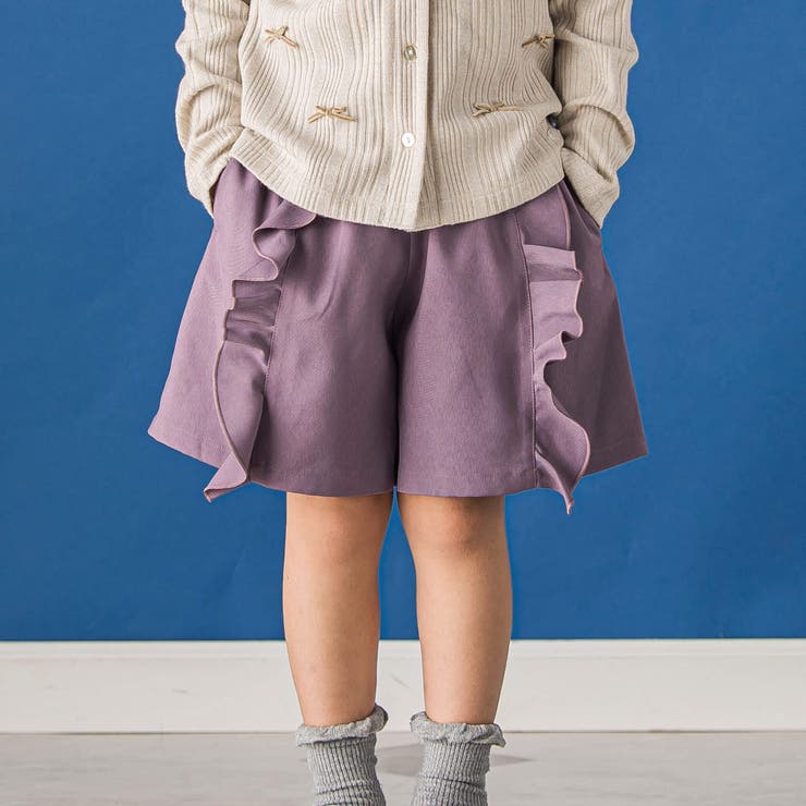 パープル | 異素材フリルキュロットパンツ(95~150cm) | BeBe Petits Pois Vert