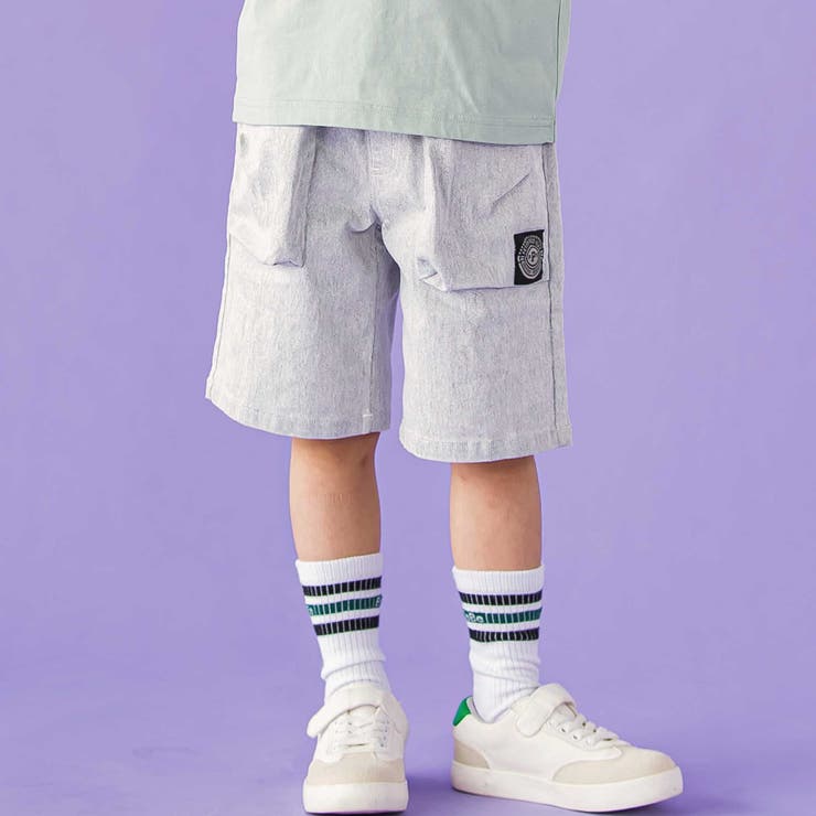 ストレッチカラーデニムアウトポケットハーフパンツ(95~150cm) | BeBe Petits Pois Vert | 詳細画像1 