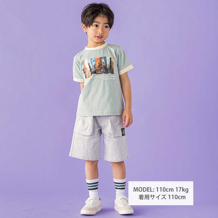 ストレッチカラーデニムアウトポケットハーフパンツ(95~150cm) | BeBe Petits Pois Vert | 詳細画像2 