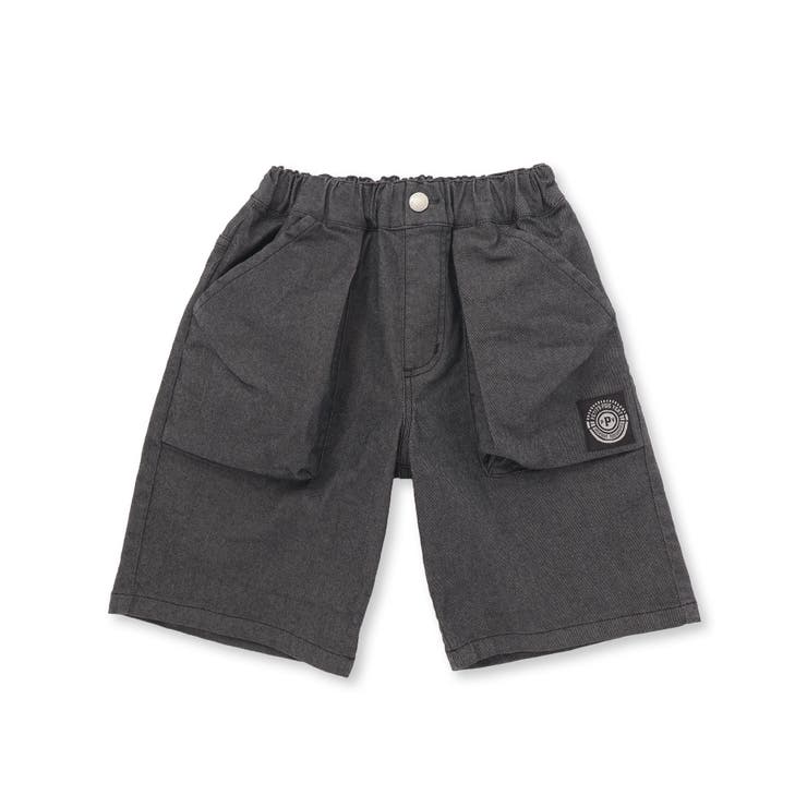 チャコールブラック | ストレッチカラーデニムアウトポケットハーフパンツ(95~150cm) | BeBe Petits Pois Vert
