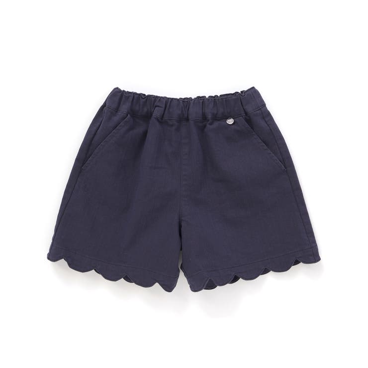 裾スカラップカラーデニムショートパンツ(95~160cm)[品番