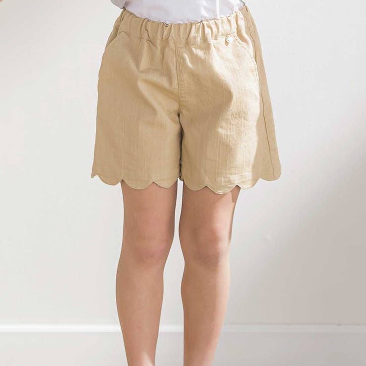 裾スカラップカラーデニムショートパンツ(95~160cm)[品番