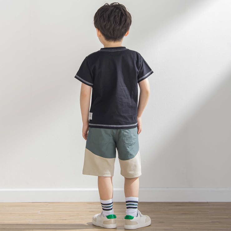 斜めカットソー布帛切り替え5分丈パンツ(95~160cm) | BeBe Petits Pois Vert | 詳細画像6 