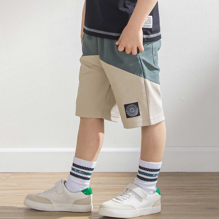 斜めカットソー布帛切り替え5分丈パンツ(95~160cm) | BeBe Petits Pois Vert | 詳細画像8 
