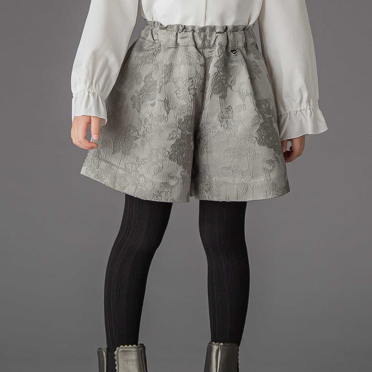 【お揃い】花柄ジャガードキュロットパンツ(100~150cm) | BeBe Petits Pois Vert | 詳細画像1 