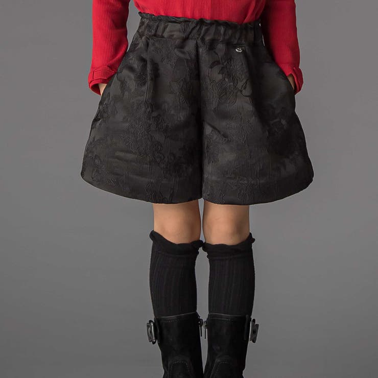 ブラック系 | 【お揃い】花柄ジャガードキュロットパンツ(100~150cm) | BeBe Petits Pois Vert