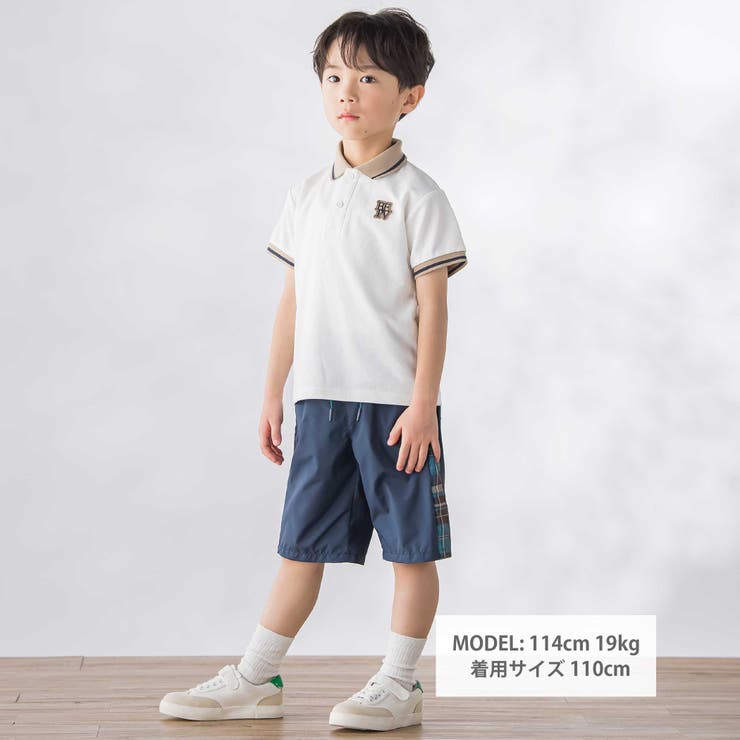 【お揃い】タフタ+チェック切り替えハーフパンツ(95~150cm) | BeBe Petits Pois Vert | 詳細画像2 