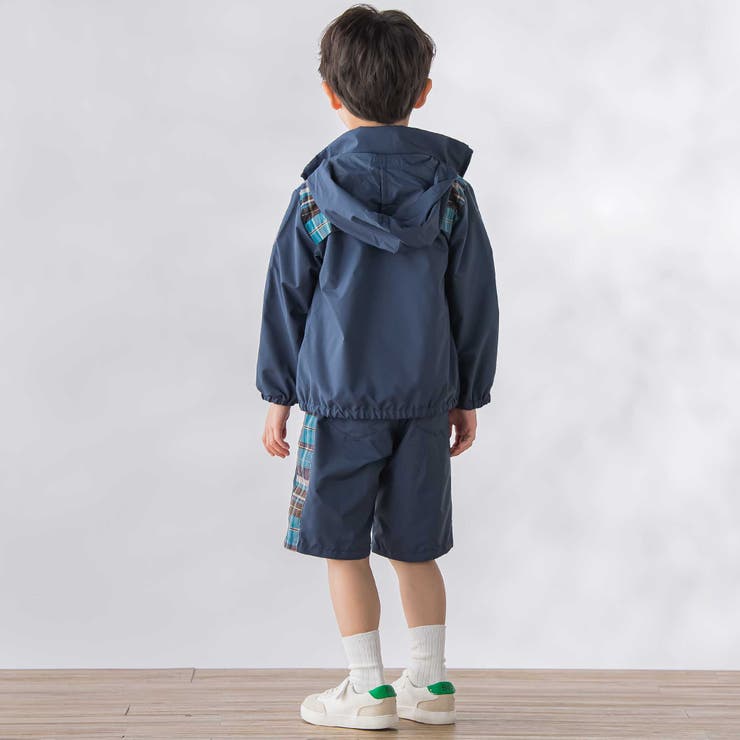 【お揃い】タフタ+チェック切り替えハーフパンツ(95~150cm) | BeBe Petits Pois Vert | 詳細画像4 