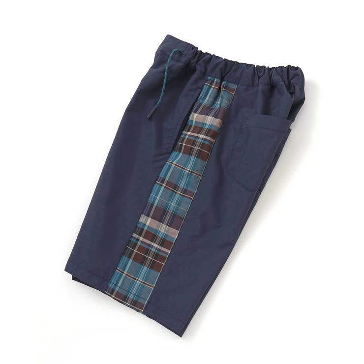 【お揃い】タフタ+チェック切り替えハーフパンツ(95~150cm) | BeBe Petits Pois Vert | 詳細画像9 