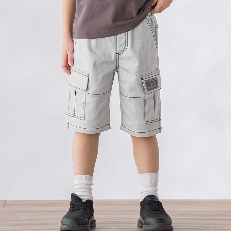 ホワイト | デニムライクカットソーハーフパンツ(95~160cm) | BeBe Petits Pois Vert