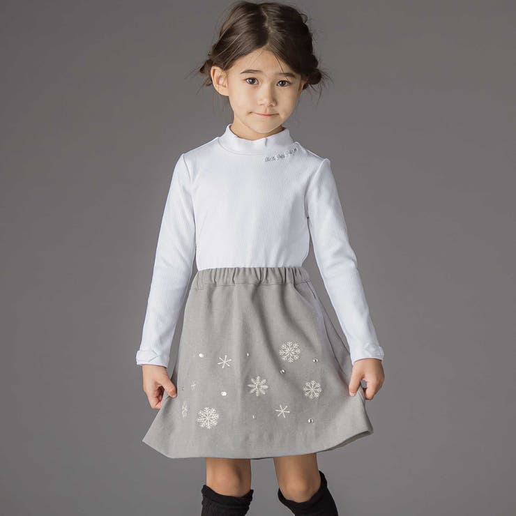 雪刺しゅう+ラインストーンスカート(100~150cm) | BeBe Petits Pois Vert | 詳細画像3 