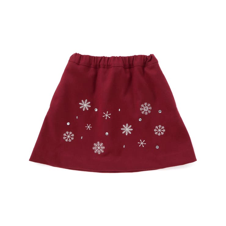 エンジ | 雪刺しゅう+ラインストーンスカート(100~150cm) | BeBe Petits Pois Vert