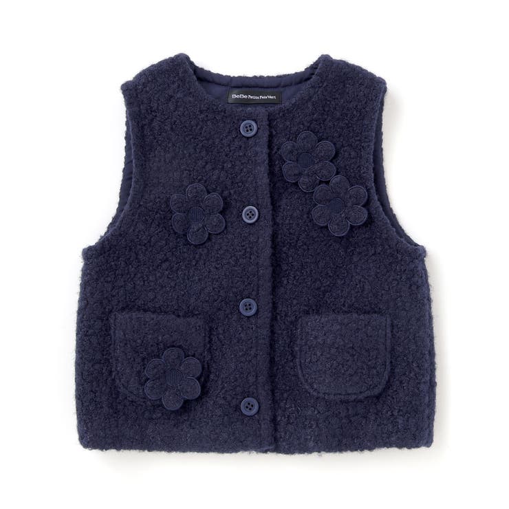 花モチーフシープボアベスト(95~150cm) | BeBe Petits Pois Vert | 詳細画像10 