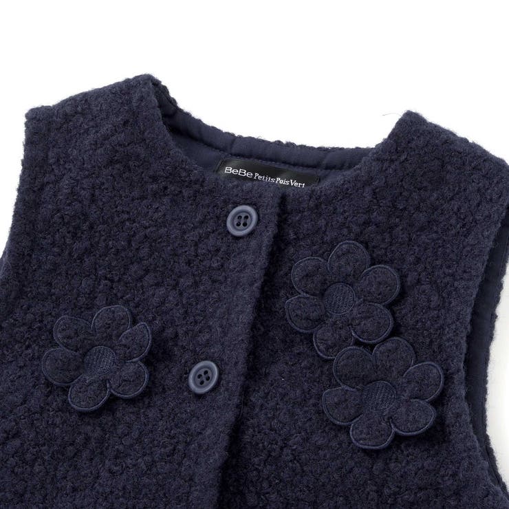 花モチーフシープボアベスト(95~150cm) | BeBe Petits Pois Vert | 詳細画像12 