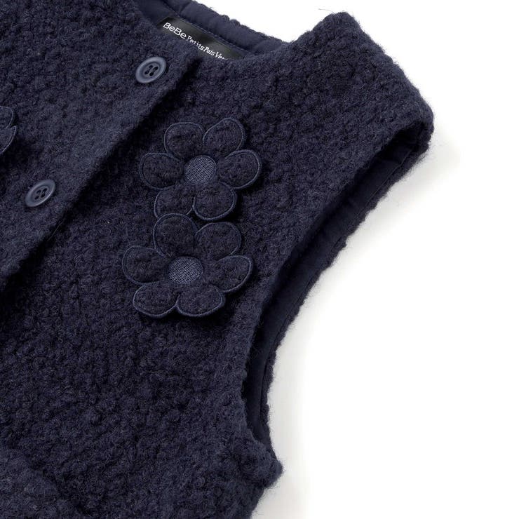 花モチーフシープボアベスト(95~150cm) | BeBe Petits Pois Vert | 詳細画像13 