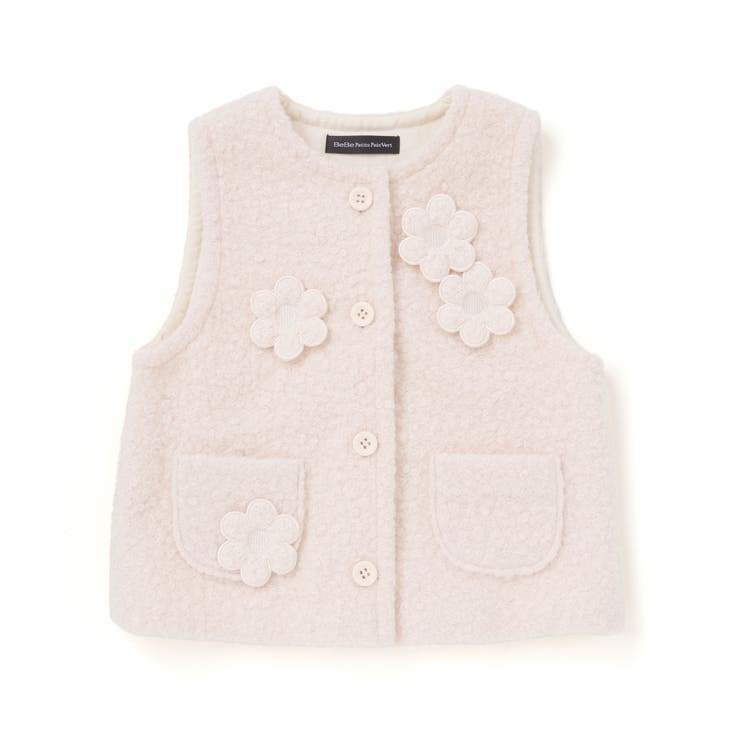 花モチーフシープボアベスト(95~150cm) | BeBe Petits Pois Vert | 詳細画像8 