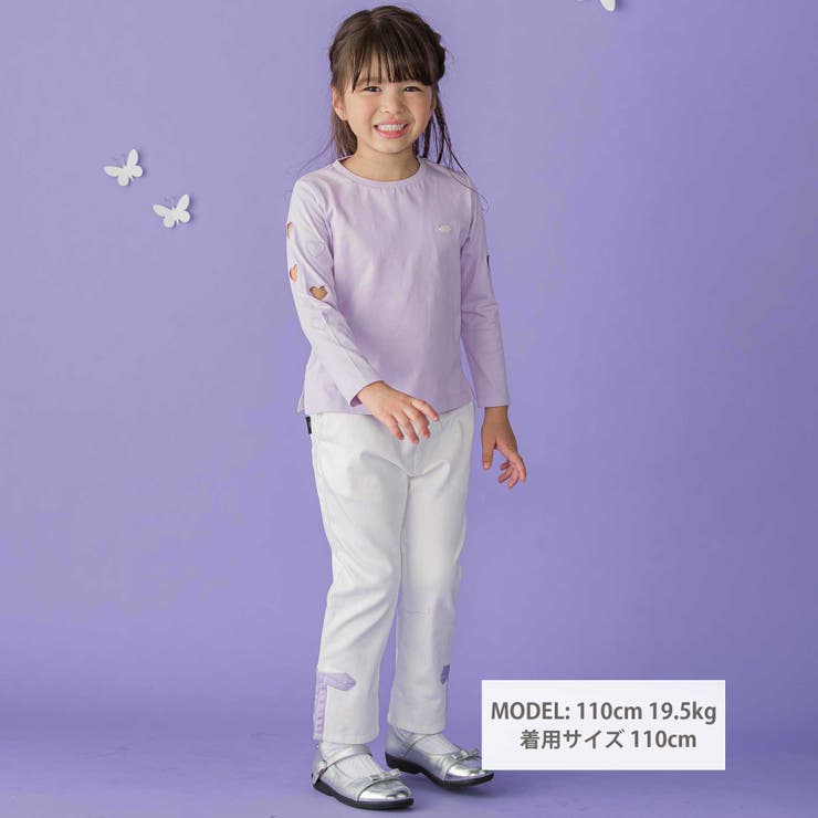ハートくり抜き刺しゅう長袖Tシャツ(95~160cm) | BeBe Petits Pois Vert | 詳細画像2 