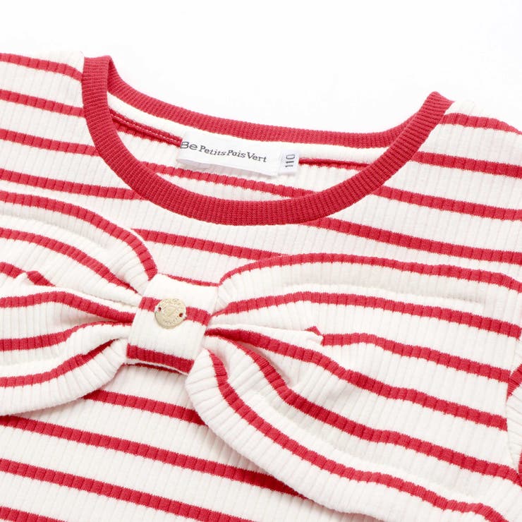 リブボーダーリボンポイントTシャツ(95~150cm) | BeBe Petits Pois Vert | 詳細画像11 