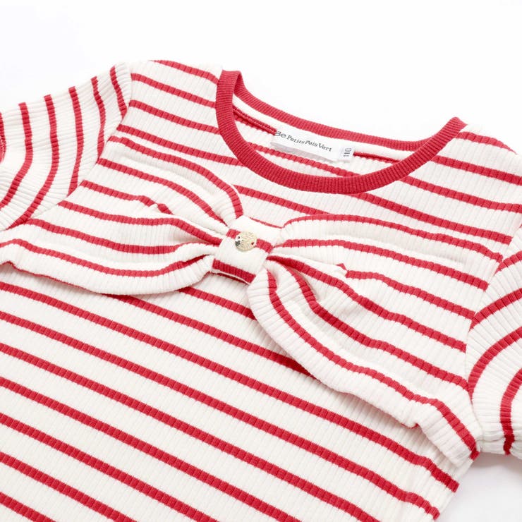 リブボーダーリボンポイントTシャツ(95~150cm) | BeBe Petits Pois Vert | 詳細画像12 