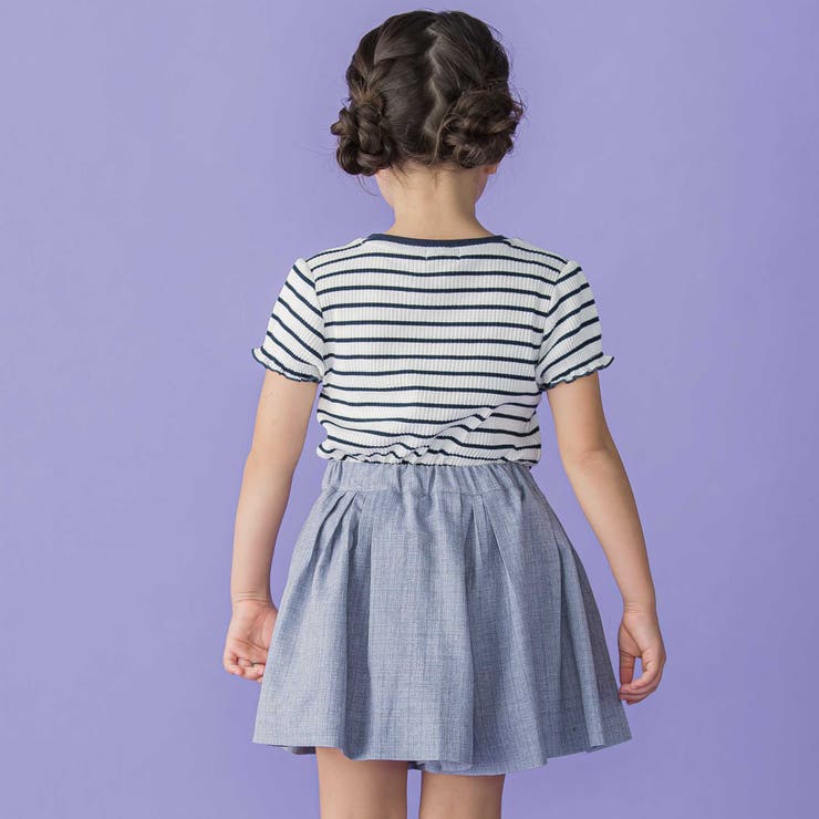 リブボーダーリボンポイントTシャツ(95~150cm) | BeBe Petits Pois Vert | 詳細画像4 