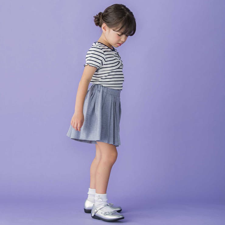 リブボーダーリボンポイントTシャツ(95~150cm) | BeBe Petits Pois Vert | 詳細画像5 