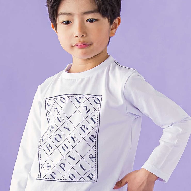 刺しゅう風プリント入り長袖Tシャツ(95~150cm) | BeBe Petits Pois Vert | 詳細画像3 