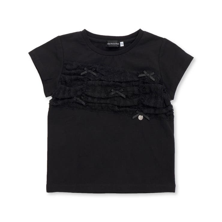 チュールリボン切り替え天竺半袖Tシャツ(95~150cm) | BeBe Petits Pois Vert | 詳細画像12 