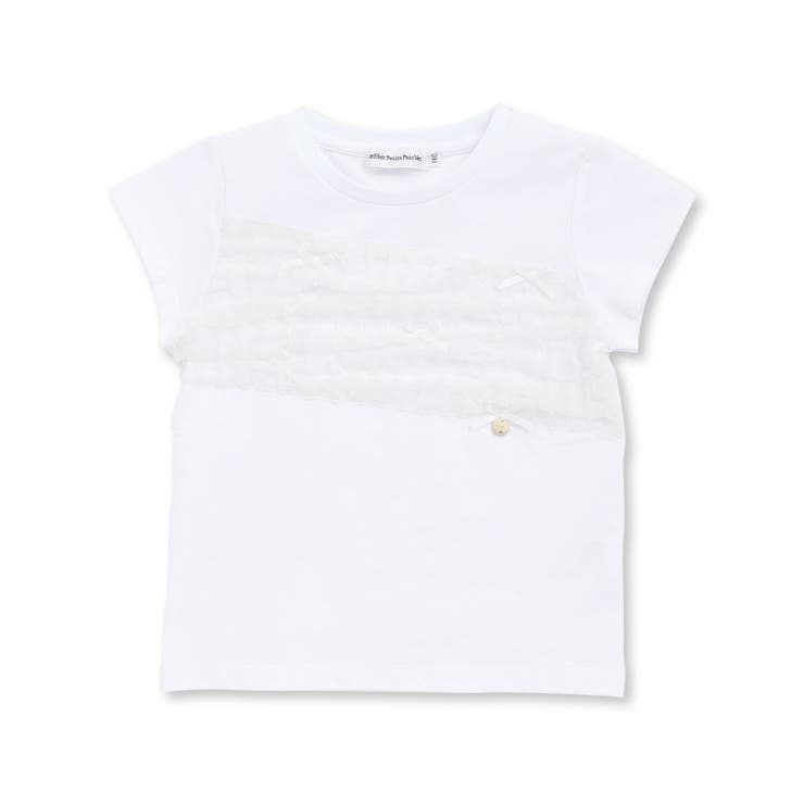 チュールリボン切り替え天竺半袖Tシャツ(95~150cm) | BeBe Petits Pois Vert | 詳細画像5 