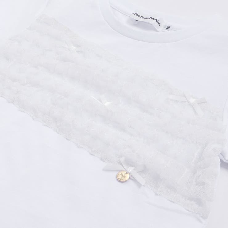 チュールリボン切り替え天竺半袖Tシャツ(95~150cm) | BeBe Petits Pois Vert | 詳細画像8 