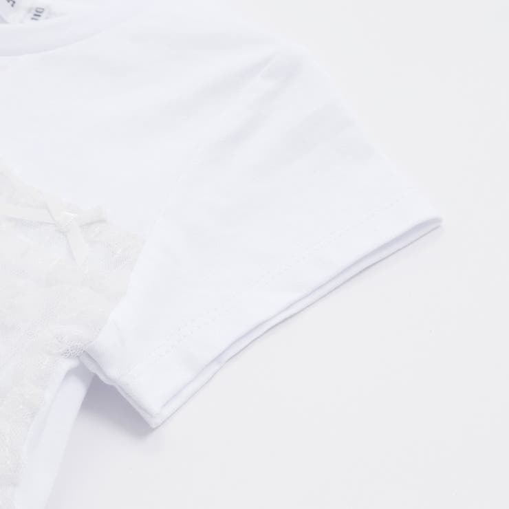 チュールリボン切り替え天竺半袖Tシャツ(95~150cm) | BeBe Petits Pois Vert | 詳細画像9 