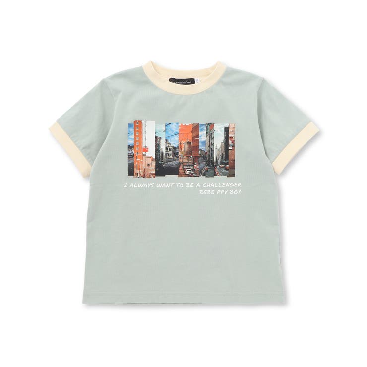 フォトプリント天竺配色半袖リンガーTシャツ(95~150cm) | BeBe Petits Pois Vert | 詳細画像6 