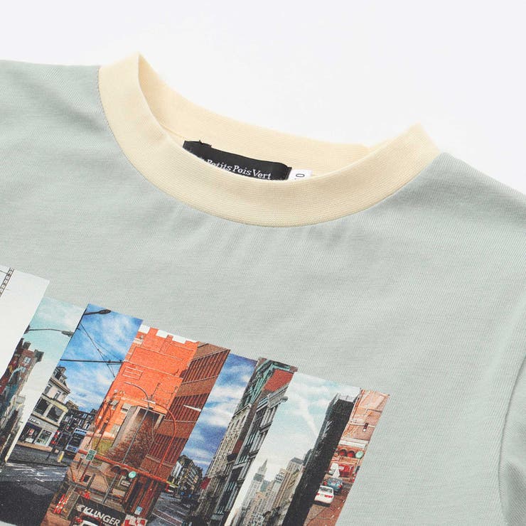 フォトプリント天竺配色半袖リンガーTシャツ(95~150cm) | BeBe Petits Pois Vert | 詳細画像8 