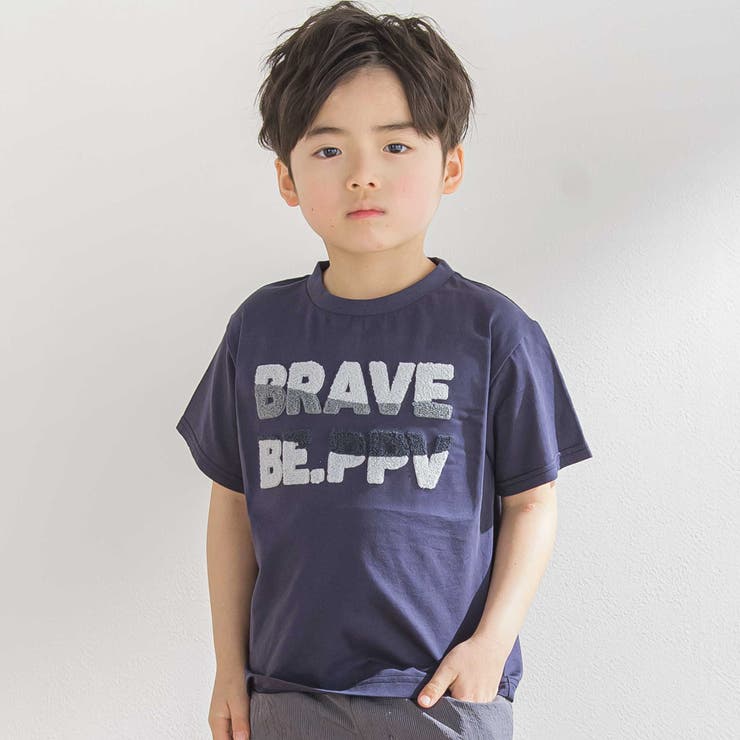 サガラ刺しゅうロゴ天竺Tシャツ(95~150cm) | BeBe Petits Pois Vert | 詳細画像1 