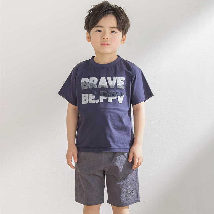 サガラ刺しゅうロゴ天竺Tシャツ(95~150cm) | BeBe Petits Pois Vert | 詳細画像3 
