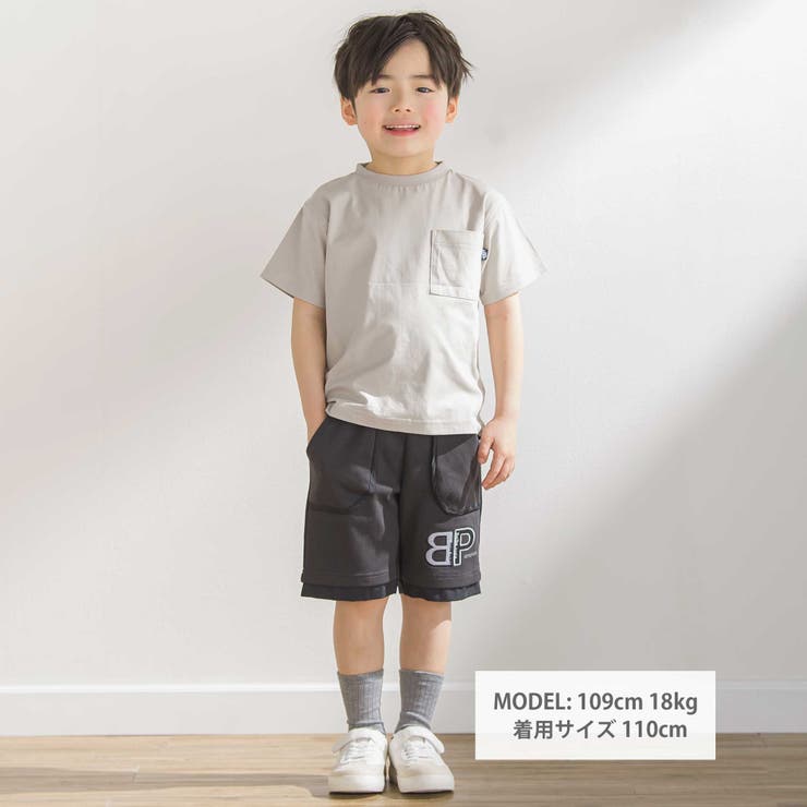 パッチワークロゴ天竺Tシャツ(95~160cm) | BeBe Petits Pois Vert | 詳細画像2 
