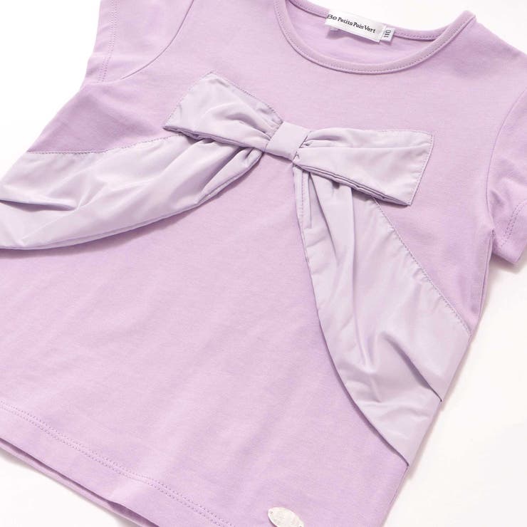 サテン風配色リボンモチーフ半袖Tシャツ(95~150cm) | BeBe Petits Pois Vert | 詳細画像13 