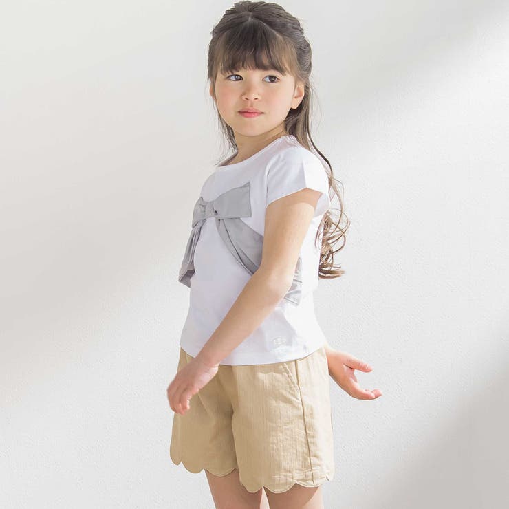 サテン風配色リボンモチーフ半袖Tシャツ(95~150cm) | BeBe Petits Pois Vert | 詳細画像5 
