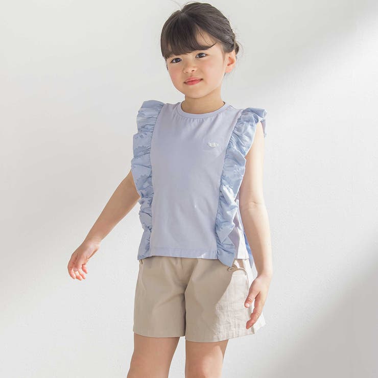 花柄シースルーフリルノースリーブTシャツ(95~150cm) | BeBe Petits Pois Vert | 詳細画像3 