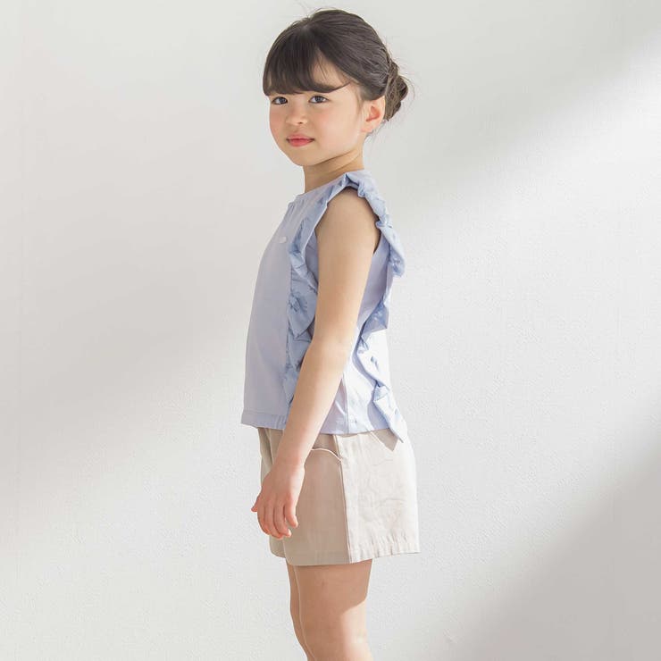 花柄シースルーフリルノースリーブTシャツ(95~150cm) | BeBe Petits Pois Vert | 詳細画像5 