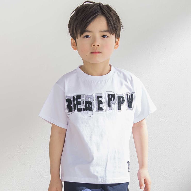 ステッチ＆サガラ刺しゅうロゴ半袖Tシャツ(95~150cm) | BeBe Petits Pois Vert | 詳細画像1 
