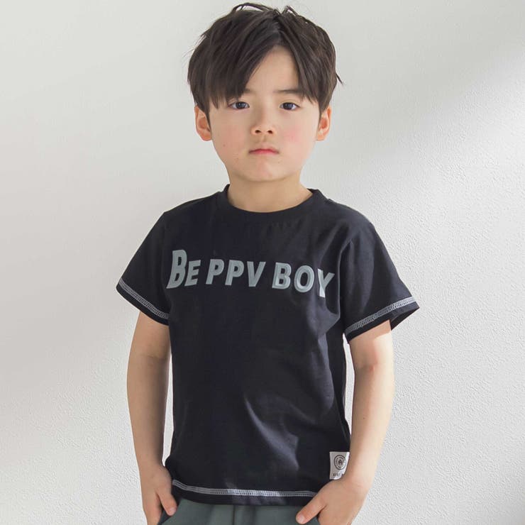 配色ステッチ立体ロゴプリント半袖Tシャツ(95~160cm) | BeBe Petits Pois Vert | 詳細画像1 