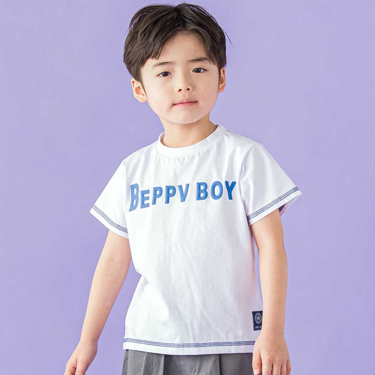 ホワイト | 配色ステッチ立体ロゴプリント半袖Tシャツ(95~160cm) | BeBe Petits Pois Vert
