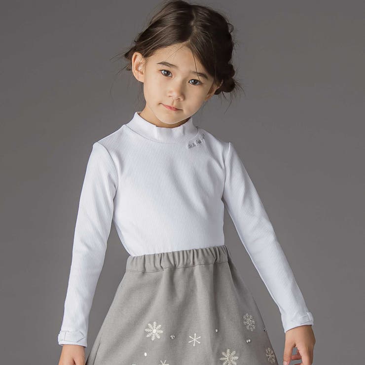 ホワイト | 【お揃い】袖リボンリブトップス(95~160cm) | BeBe Petits Pois Vert