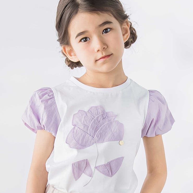 お花パッチワーク半袖Tシャツ(95~160cm) | BeBe Petits Pois Vert | 詳細画像3 