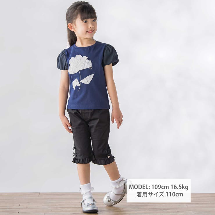 お花パッチワーク半袖Tシャツ(95~160cm) | BeBe Petits Pois Vert | 詳細画像5 